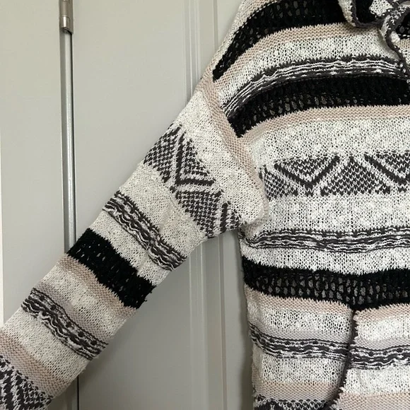 Garage Striped Black and Cream Pullover Sweater - Picture 2 of 4